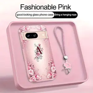 Suitable for [Google Pixel 8] high-end women's phone case🤩，a beautiful four-leaf clover lanyard is included🍀，a free four-leaf clover lanyard is included, with 26 letters of the alphabet to choose from and  exquisite Rose flower patterns 952
