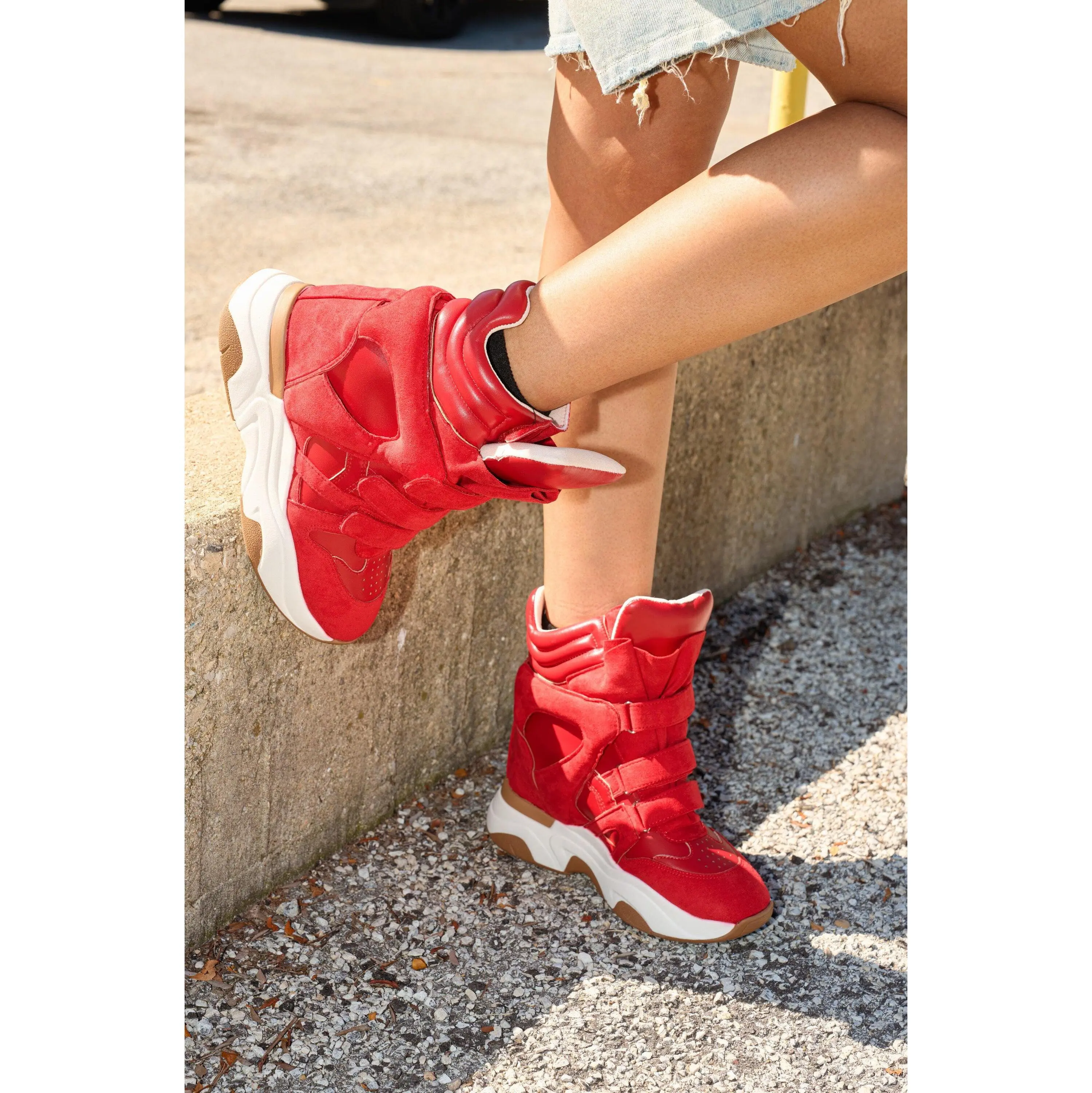 MARANTO RED WEDGE SNEAKER