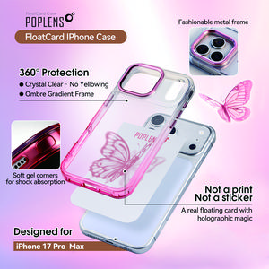 POPLENS – 3D Holographic "Floating Wings" Butterfly Clear Case for iPhone 17 Pro| Aesthetic Gradient Design & Moving Shadow Effect |Military-Grade Drop Protection, Ultra-Thin Slim Fit,Anti-Fingerprint & Non-Yellowing |Unique Gift for Her