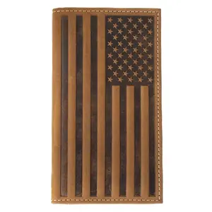 N500044102 Nocona Men's Brown Embossed Flag Rodeo Wallet