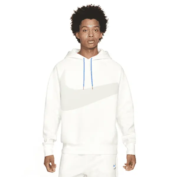 Men's Nike White/Gray Sportswear Swoosh Tech Fleece Pullover Hoodie