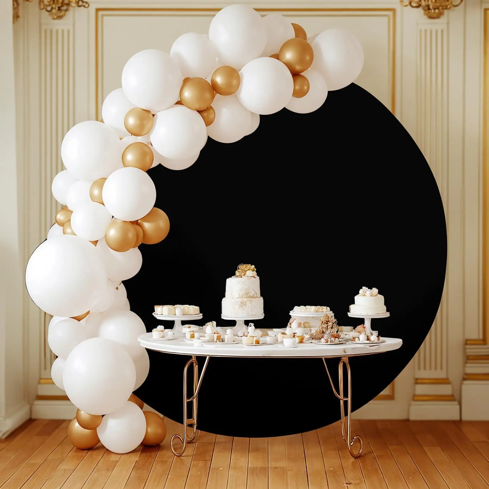 Round Backdrop Cover, Wrinkle Resistant Spandex Crinkle, Zipper Bottom for Circle Arch Stand, Multipurpose Photography Background Props Decor for Wedding/Birthday/Baby Shower/Party,2m(Round)