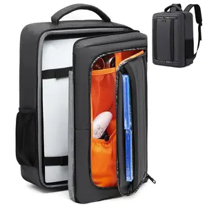 YH&GS Travel Backpack for PS5 & 17.3’’ Laptop Protective Case with 4 Compartments, Front & Side Pockets, Water Resistant, Sturdy Nylon, Multiple Pockets for Gaming Accessories