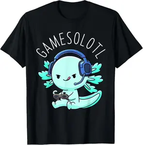 100% Cotton Gamesolotl Axolotl Gamer Anime Gifts Kawaii Boys Girls T-Shirt, Black Sweatshirt, Hoodie, Comfort Colors