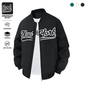 Clean Gent men’s lightweight sports jacket with letter print, casual campus baseball jacket for spring and autumn everyday wear, fashionable street style, suitable for commuting and light outdoor activities.