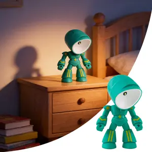 LED Mini Robot Night Light -  Base Cute Cartoon Kids Lamp, Cozy Bedroom Ambiance, Perfect Valentine’s Classroom & Birthday Gift for Children