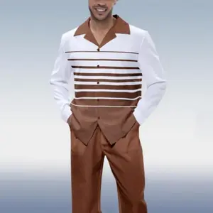 Men’s Long-Sleeve Walking Suit – Dressy Two-Piece Set with Premium Button-Down Shirts and Pants (Sizes S–4XL), Elegant Outfit