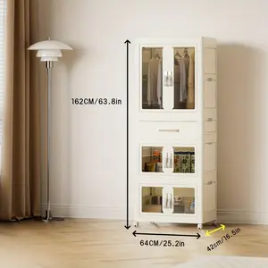 25.59inch Wide 2/3 Bag Storage Box 1 Bag Wardrobe Portable Wardrobe Plastic Wardrobe Storage Cabinet With Hanger Wardrobe Clothing Storage Cabinet Comes With 10 Small Hangers, Portable Closets