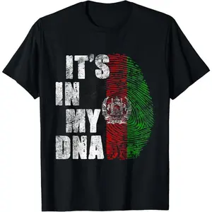 100%25 Cotton It's In My DNA Afghanistan Flag Shirt Funny Afghan Pride T-Shirt