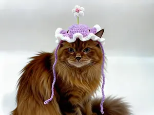 Viral Elastic Pet Hat for Small Dogs & Cats, Ultra Cute Exquisite Floral Knit Cap, Stretchy Design for Ultra Comfortable Wearing, Soft Breathable Knitted Fabric, Trendy Pet Headwear Accessory, Must-Have Adorable Pet Grooming Decor for Daily & Photo Use