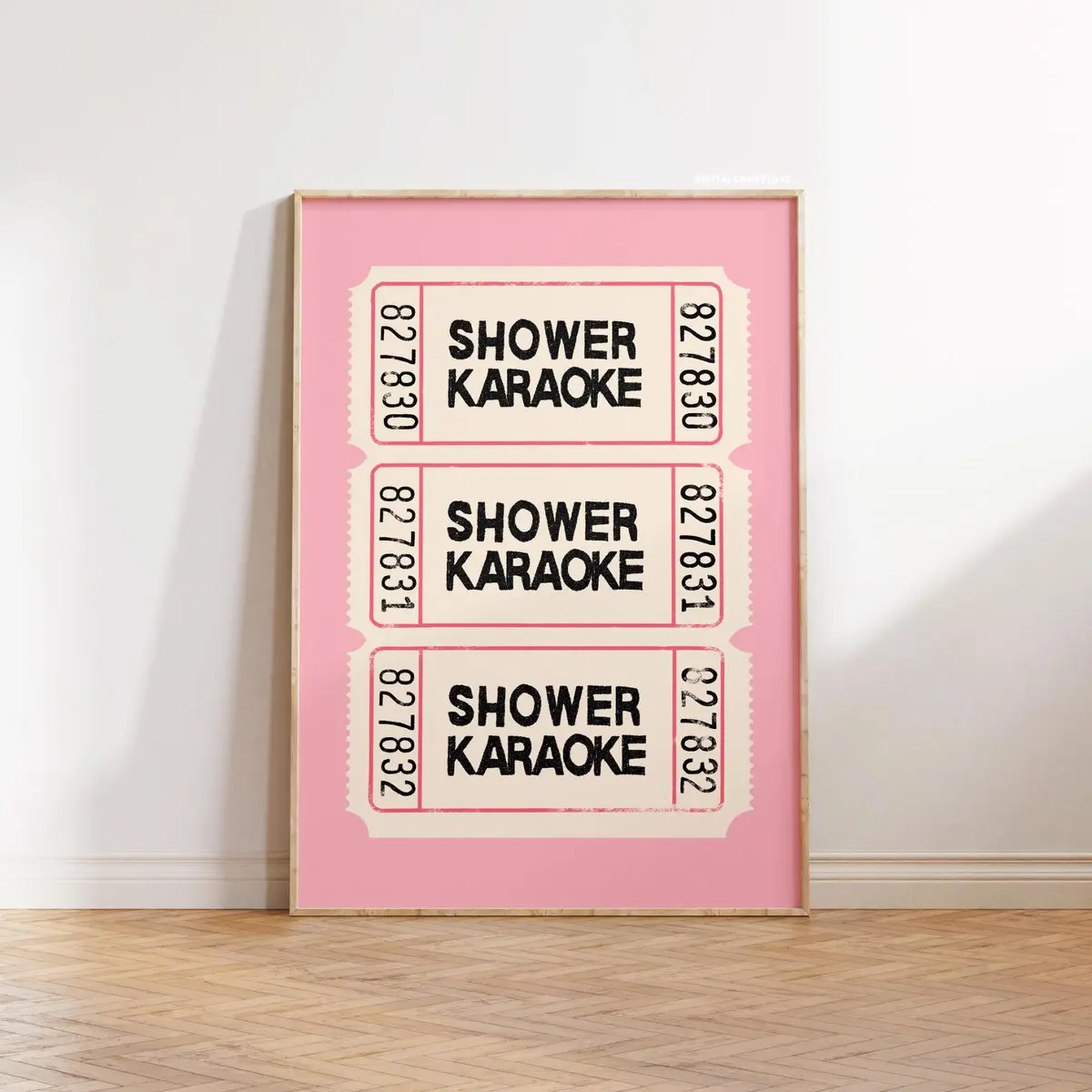 Ticket Poster| Shower Karaoke Wall Art Print | Pink Bathroom Prints| Digital Prints| Girly Wall Art Pink| Frameless Poster