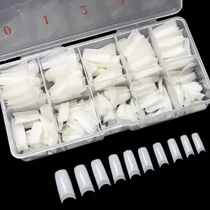 500PCS Soft Gel False Nails Tips - Half Cover Acrylic Nail Tips 10 Sizes Lady French Style Acrylic Artificial Tip Manicure with Box for Nail Tips Art Salons and Home DIY