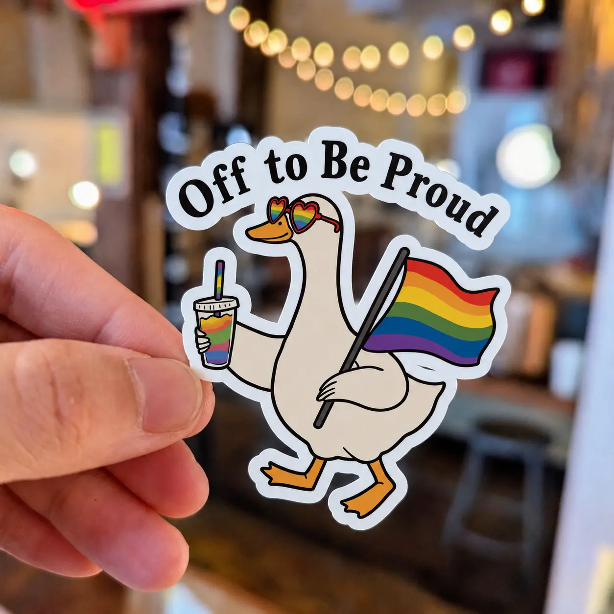 Pride Goose LGBT Rainbow Sticker, Off To Be Proud Sticker, Gay Pride Gift, Lesbian LGBTQ Sticker, Funny Goose Sticker