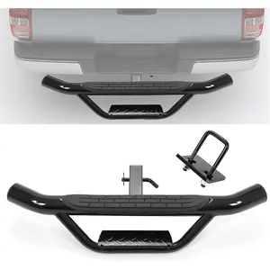 Universal Bumper Trailer Hitch Step for SUV Trucks Pickups with 2 Inch Receiver, Solid with Hitch Pin & U-Bolts Stabilize, Tow Rear Bumper Guard Protector Steel