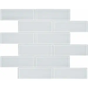 2 x 6 in Element Ice Brick Glossy Glass Mosaic