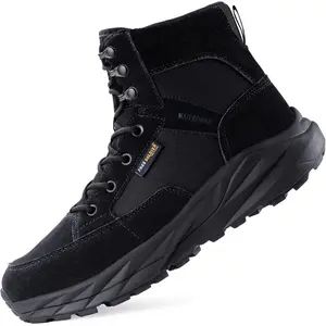 FREE SOLDIER Men's Durable Work Boots 6 Inches Lightweight Waterproof Hiking Boots Suede Leather Tactical Boots