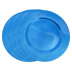 SARO  13 in. Round Classic Design Charger Plate - Cobalt Blue Set of 4