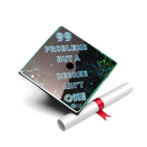 GRADWYSE Once Upon A Time Aluminum Graduation Cap Topper Cap Decorations, 99 Problems But A Degree Ain’t One
