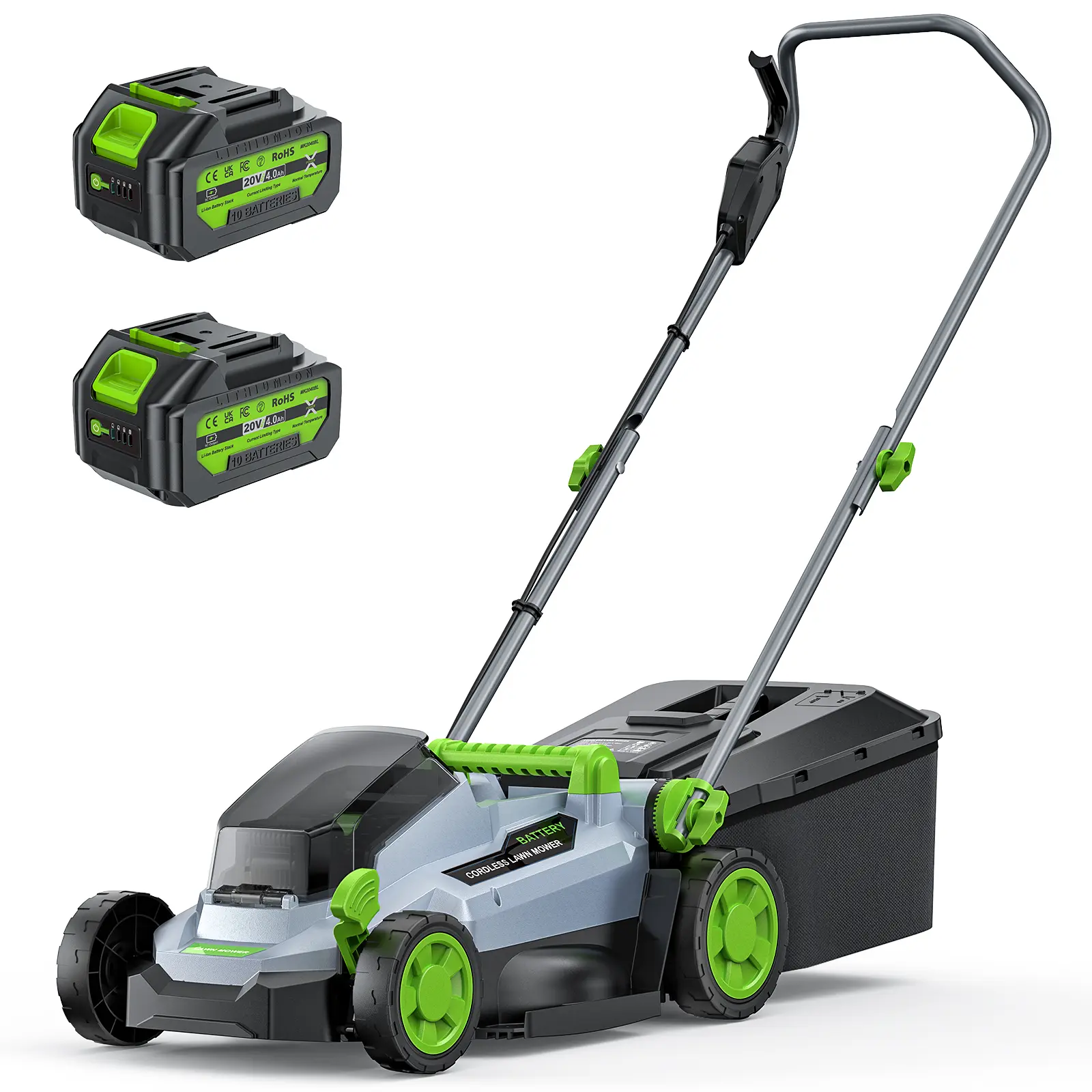 40V Cordless Lawn Mower, Electric Battery Powered 4.0Ah Walk Behind Lawnmower, 13” Cutting Width, 5-Position Height Adjustment, Bagging & Mulching Model, for Garden/Patio/Yark