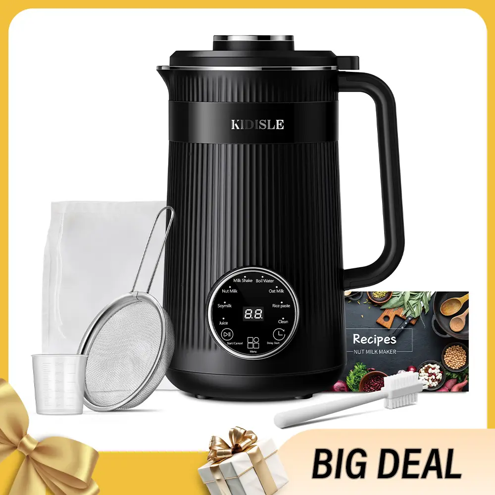 KIDISLE 32oz Automatic Soy Machine for Homemade Almond, Oat, Coconut, Soy, Plant Based Milks, Delay Start/Keep Warm/Self-Cleaning