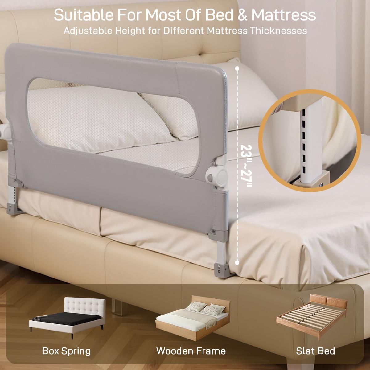 Bed Rail for Toddlers, CAVEEN 47" Toddler Bed Rails, Baby Bed Rail Guard, for Twin, Full, Queen, King Bunk Size Bed Swing Down Bedrail Extral Tall Child Safety Side Railing Guards for Kids, Valentine's Day