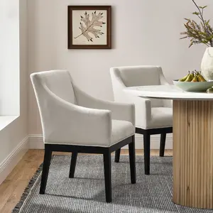 Alton Fabric Upholstered Dining Armchair in Salt Black