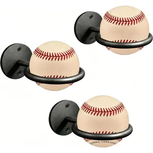 3 Pack Baseball Softball Display Memorabilia Holder Heavy-Duty Wall Mount Rack for Collectibles Black Hardware Included