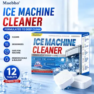 Ice machine cleaner and descaler. Concentrated effervescent cleanser. Compatible with all models of ice machines, the mild citric acid formula effectively removes scale and mold. Suitable for home use (12 tablets)
