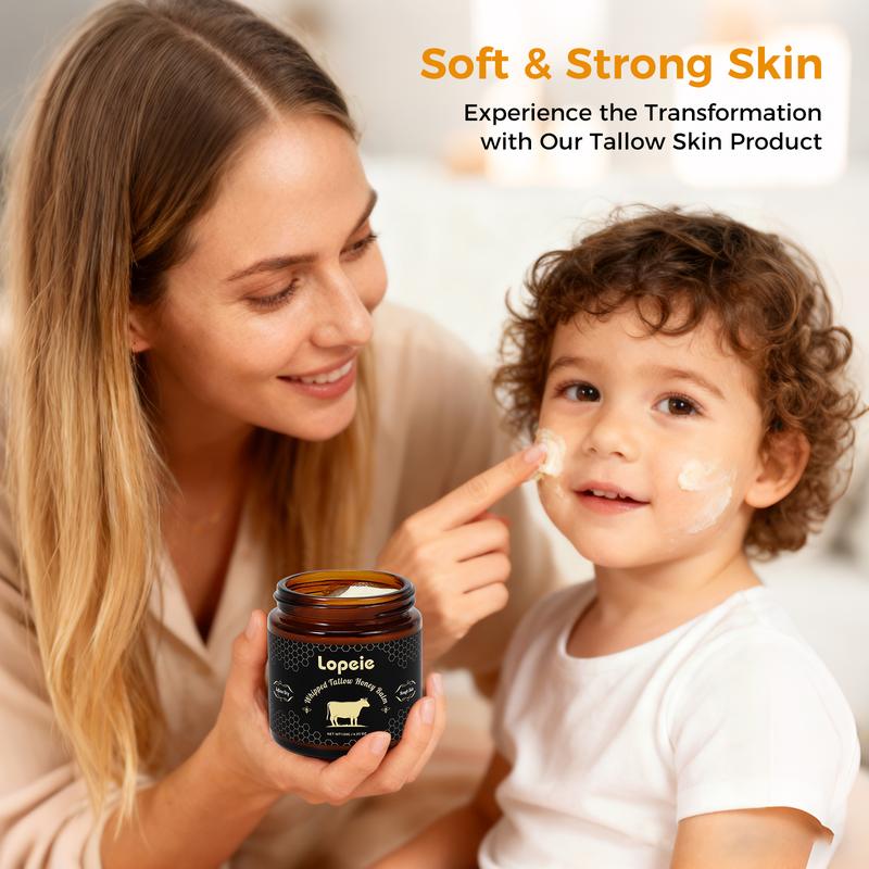 Lopeie Whipped Grass-Fed Beef Tallow Honey Balm - 4 Oz,Moisturizing Cream for Soft, Smooth Skin - Handmade All-Natural Moisturizer - Lavender,hydrating, comfort, moisture boost cream, luminous firming cream, body care, hydrating dry skin