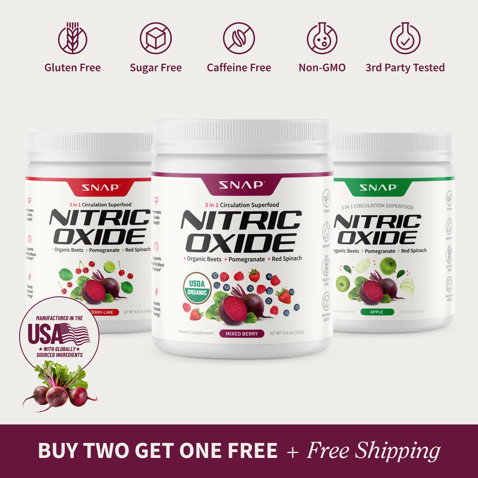 Snap Supplements - Nitric Oxide Beets Bundle - Organic Beet Bundles