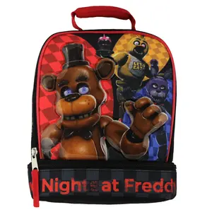 Five Nights At Freddy's Let's Eat Dual Compartment Insulated Soft Lunch Bag Tote Bag 10"