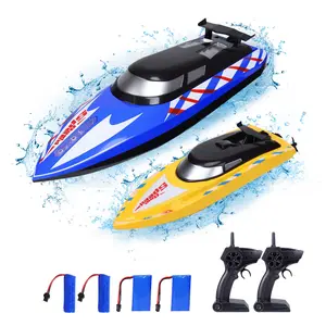 GARVEE 2-Pack High-Speed RC Boats with LED Lights, 2.4G 20+/10+ MPH Fast, 4 Rechargeable Batteries, Play-Ready for Adults in Pools & Lakes