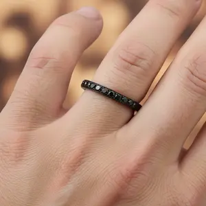 Black Titanium Wedding Ring CZ Wedding Ring Titanium Anniversary Ring Petite Ring 2mm Wedding Ring Her Minimal Engagement Ring Unique Black CZ Ring Unique Wedding Ring