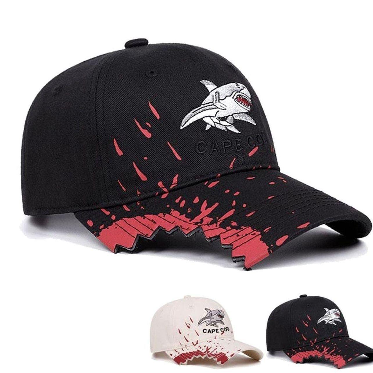 Shark Embroidered Creative Edge Baseball Cap for Men and Women, Trendy Streetwear Fashion Hat, Casual Outfits Cap
