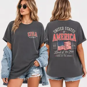 Comfort Colors Vintage USA Patriotic Shirt, United States of America Tee, Land of the Free Graphic Shirt, Trending 4th of July Day Tee, Casual Outfit, Comfortable Menswear - TrendWear USA