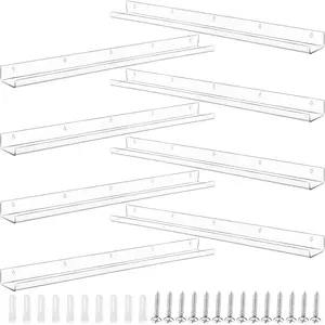 4pcs Transparent Acrylic Wall-Mounted Display Rack, Wall Shelf Unit for Nail Polish, Magazine Organizer and Storybook Holder, Versatile Wall Storage Solution