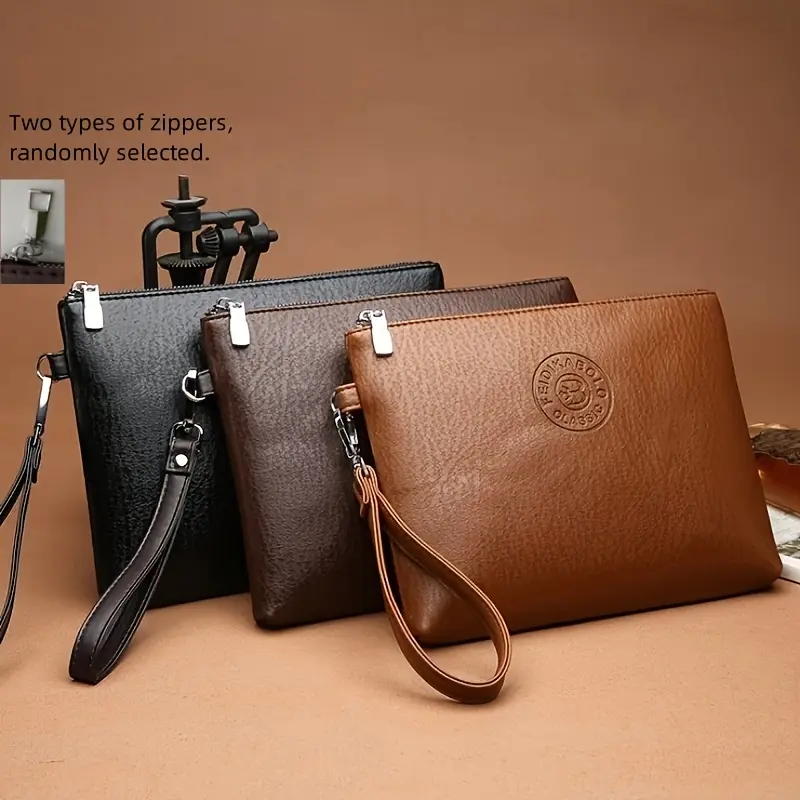Men's handbag made of soft leather with a soft texture, large capacity, stylish underarm bag that can hold a cell phone, fashionable new large-capacity handbag, evening bag, business card holder, can be given as a New Year's or Christmas gift for a boyfri