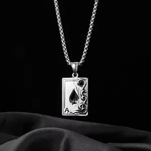 personalized playing cards Spade A pendant cool fashion retro men's stainless steel necklace