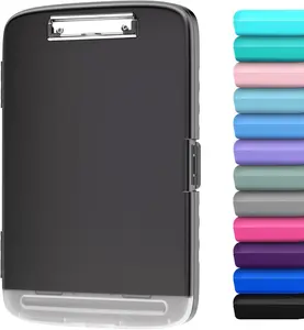 Clipboard with Storage, Large Capacity Nursing Clipboards with Low Profile Clip, Heavy Duty Plastic Storage 8.5x11 Clip Board with Pen Holder, Side-Opening, A4 Organization Box for Writing