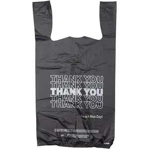 Thank You T Shirt Plastic Black Bags Heavy Duty 1/6 Barrel 15 Microns  11.5 X 6.5 X 22 in - Shopping Bags