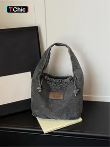 Drawstring drawstring drawstring bucket shaped handbag shoulder bag | With a vintage texture and drawstring details, it exudes a lazy retro atmosphere and can be carried by hand or under the armpit. It is perfect for pairing with hoodies, hot girl outfits