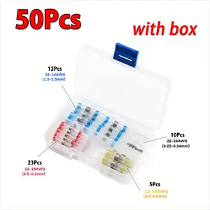 50pcs/100pcs Heat Shrink Welding Sleeves, Thickened Weld Rings, Box Type Cable Connectors, No Battery Required, Cable Management, Wire