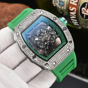 Popular barrel-shaped transparent electroplated colored quartz watch, versatile trendy wristwatch for men and women, fashion accessory, holiday gift