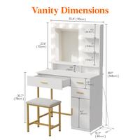 With Cabinet, White and Gold, 35.4"W