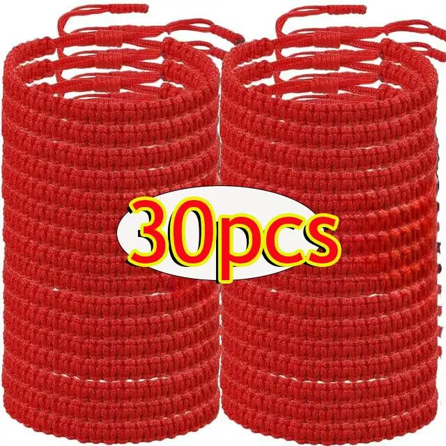 1-30pcs Lucky Red Handmade Bracelets Women Men Tibetan Buddhist Adjustable Braided Rope Knots Bracelets Jewelry Wristbands Gifts