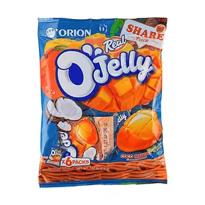 ORION Real Fruit Juice Gummy Candy - Coconut Mango Flavor, 6 Packs in(7.6oz) - Soft Chewy Korean Snacks