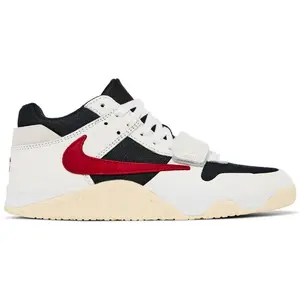 Travis Scott Jumpman Jack “University Red” Fashion Sneakers FZ8117-101 in White, Black & Red Leather with Outsole in Gum Vanilla Athletic Footwear Running Trainer Sports Shoes Runner