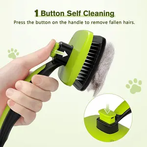 Pecute Self-Cleaning Slicker Brush for Dogs Cats Lightweight ABS TPR Stainless Steel Pet Grooming Brush with Ergonomic Handle for Shedding Massage & Fur Removal