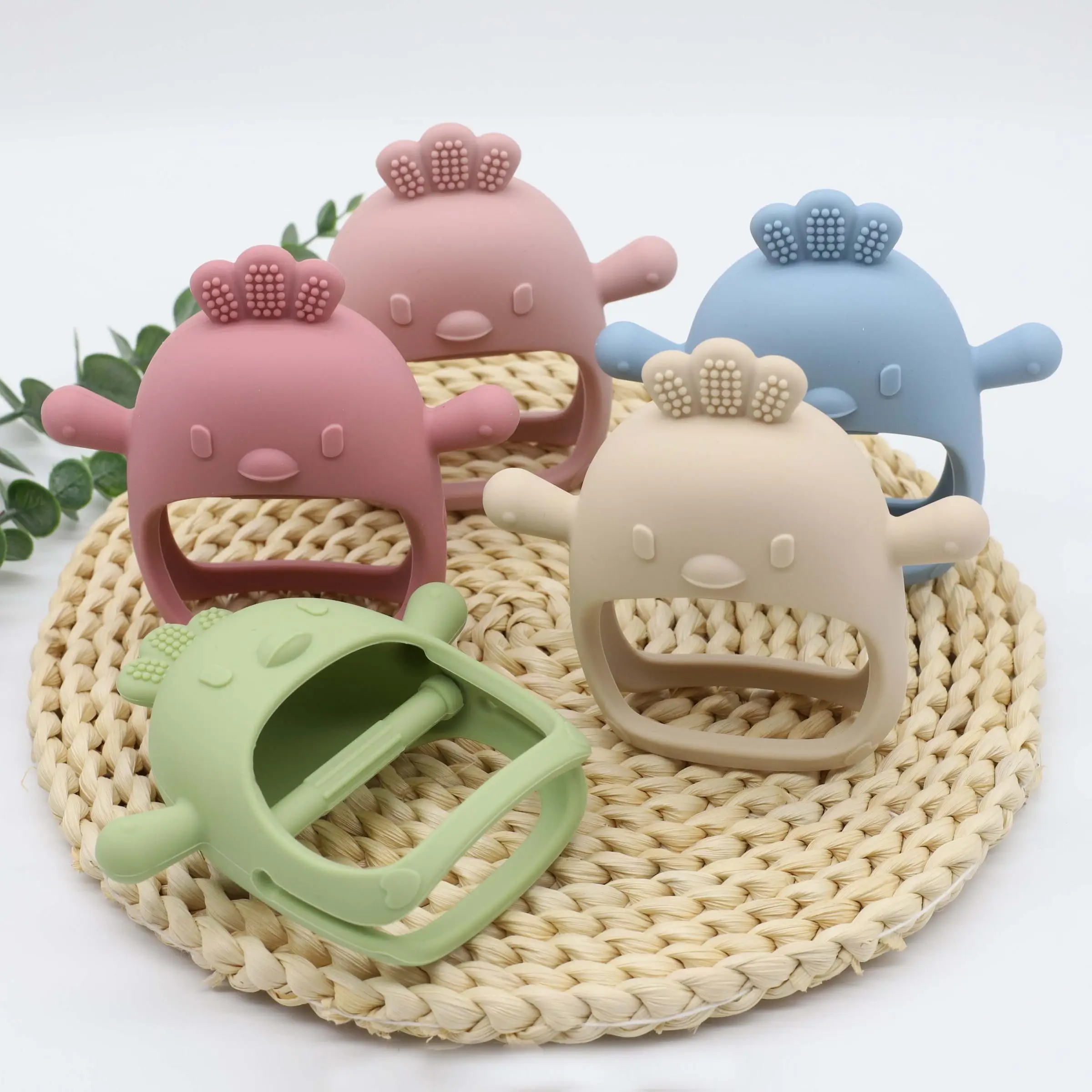 Baby Teether Toy, 1 Count Silicone Teether Mitten, Anti-drop Wrist Hand Teether, Solid Color Baby Chew Toy, Newborn Teething Relief Toys