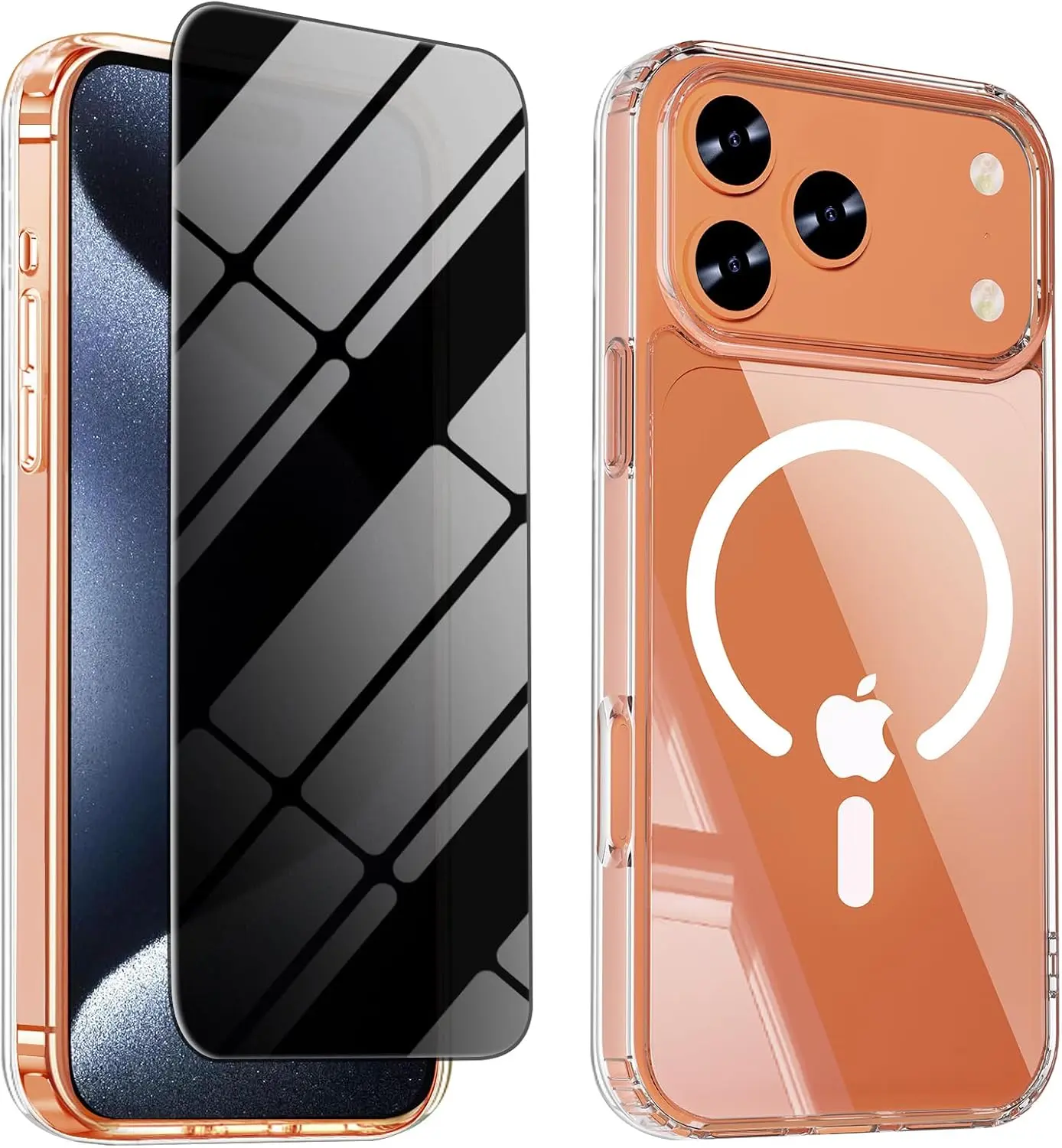Magnetic for iPhone 17 Pro Max Case with Privacy Screen Protector,[Non-Yellowing] Shockproof Clear Phone Case Compatible with MagSafe Women Girls for iPhone 17 ProMax 5g 2025,Transparent